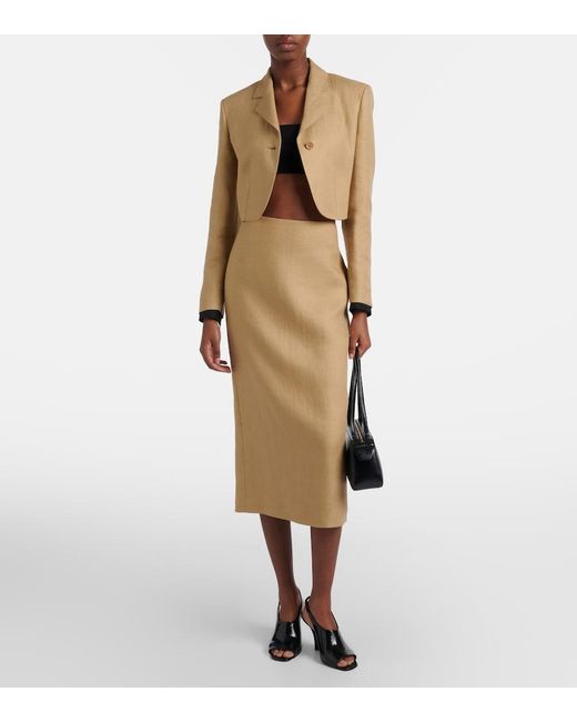 Max Mara Natural Buono Cropped Linen Blazer