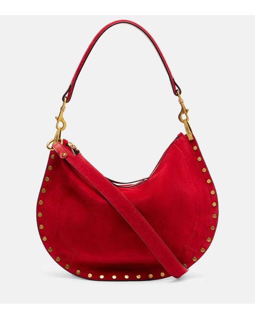 Isabel Marant Red Oskan Small Suede Shoulder Bag