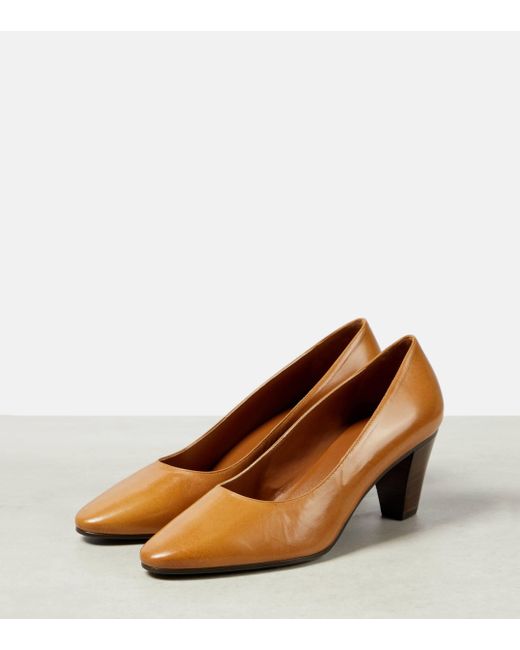 The Row Brown Charlotte Leather Pumps