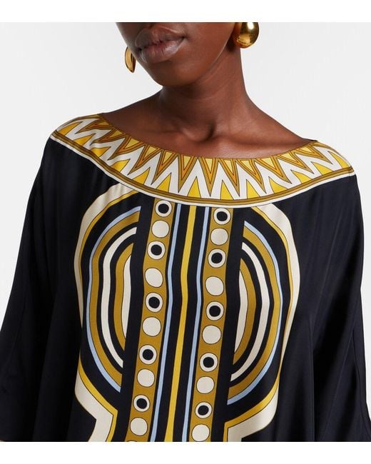 LaDoubleJ Metallic Muumuu Printed Silk Twill Maxi Dress