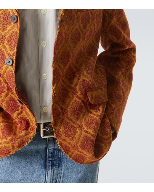 Junya Watanabe Orange Floral Single-Breasted Jacquard Blazer for men