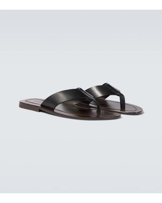 The Row Brown Dan Leather Thong Sandals for men