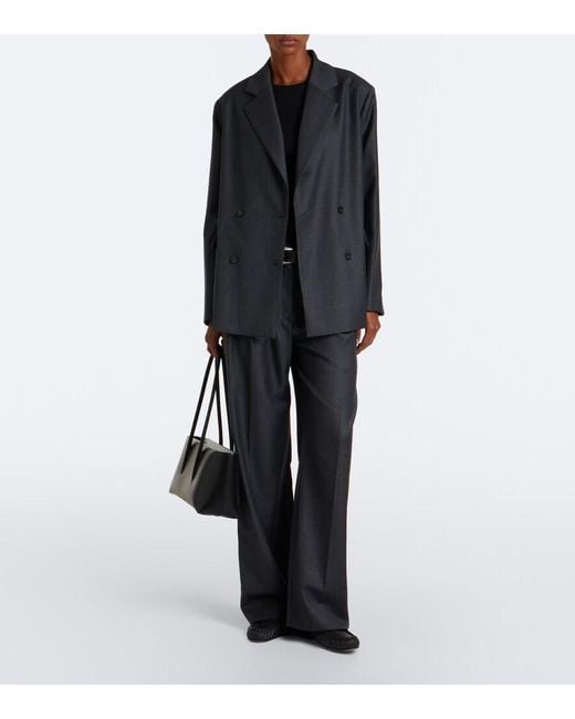 Loulou de Saison Black Donau Double-Breasted Virgin Wool Blazer