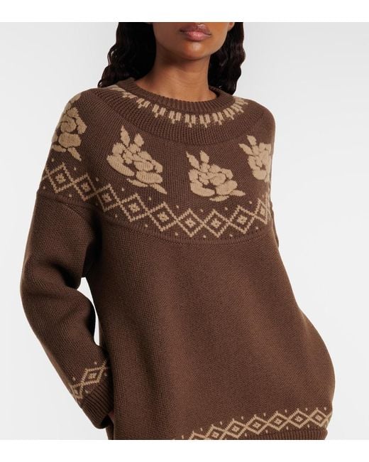 Magda Butrym Brown Fair Isle Jacquard Wool Sweater