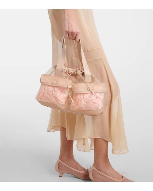 Simone Rocha Pink Tote Bag Carnation Pocket Mit Leder