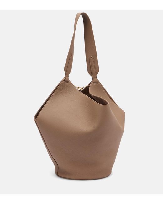 Khaite Brown Lotus Small Leather Tote Bag