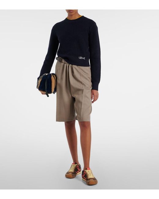 Loewe Blue Logo Embroidered Wool Sweater