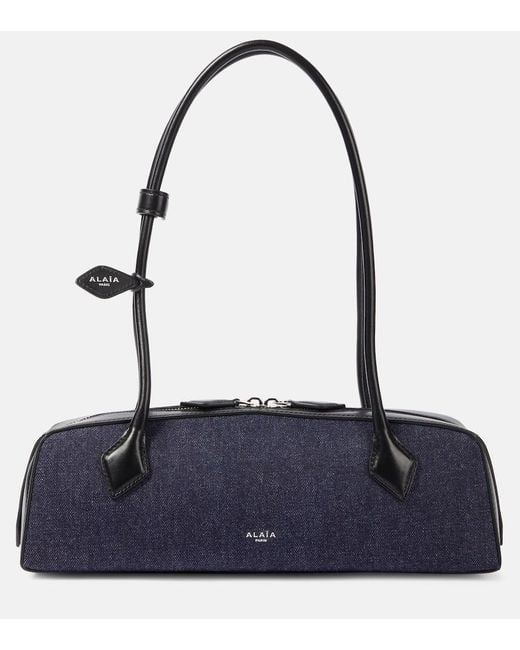 Alaïa Blue Schultertasche Le Teckel Medium Aus Denim