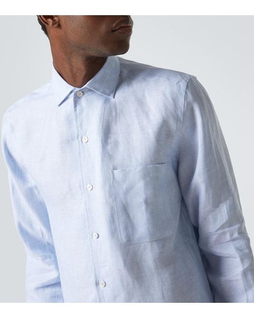Fedeli Blue Linen Shirt for men