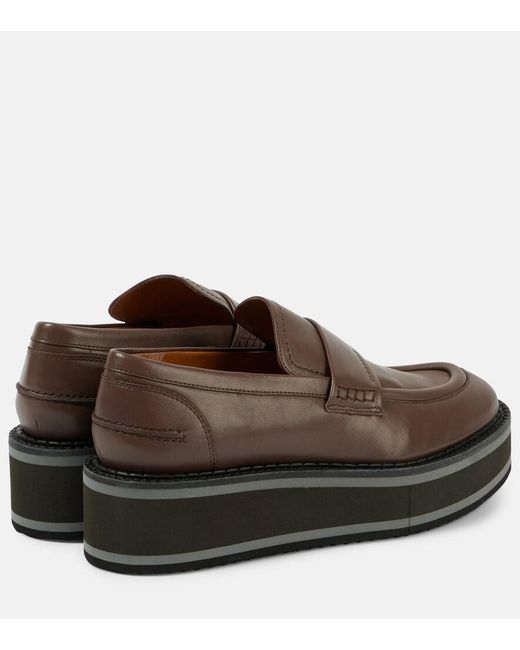 Robert Clergerie Brown Bahati Leather Platform Loafers