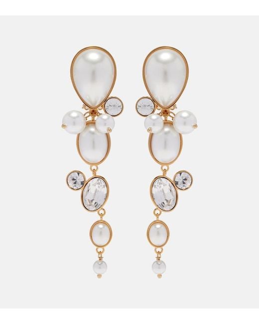 Oscar de la Renta Metallic Embellished Clip-On Earrings