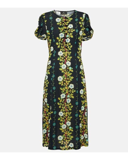 Etro Green Floral Midi Dress