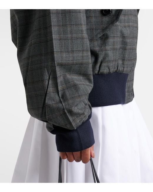Prada Black Checked Hooded Virgin Wool Jacket