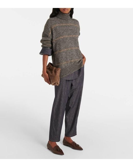 Brunello Cucinelli Brown Loafers Monili Aus Leder