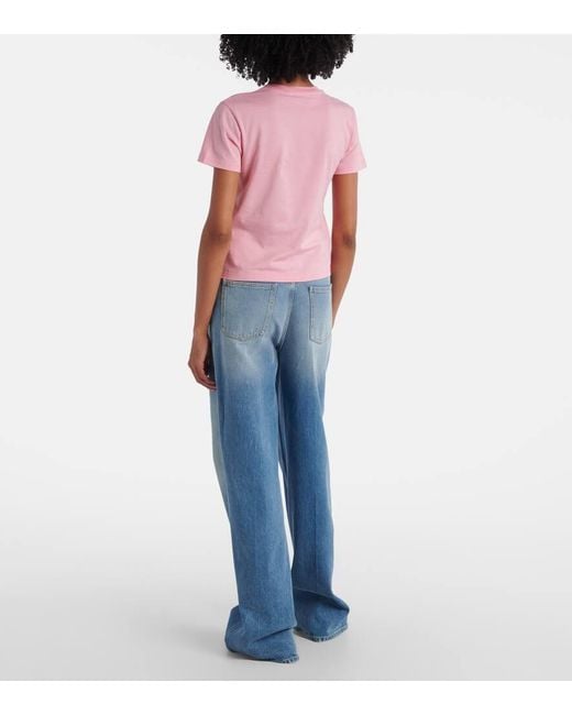 Gucci Pink Cotton Jersey T-Shirt With Logo Print