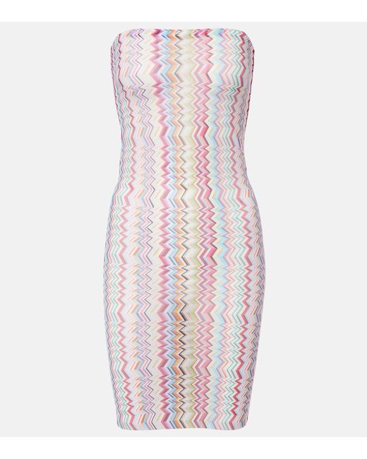 Missoni Pink Zigzag Strapless Minidress