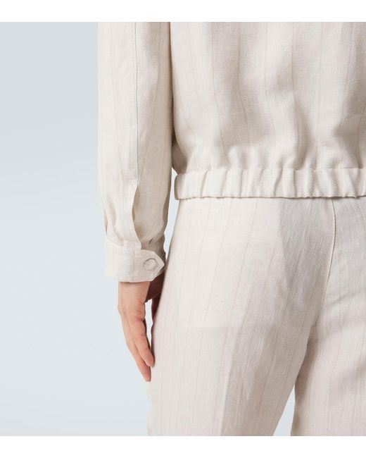 Brunello Cucinelli Natural Striped Linen Blouson Jacket for men