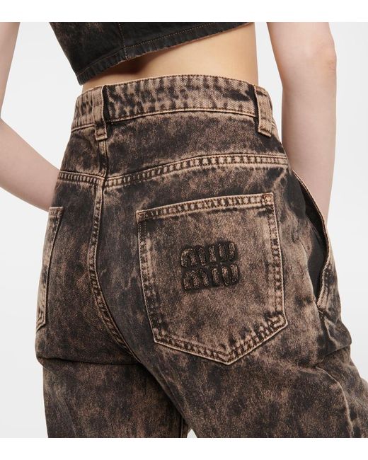 Miu Miu Gray Low-Rise Straight Jeans