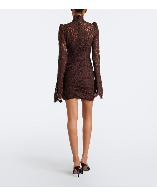 De La Vali Brown Bodita Cotton-Blend Lace Minidress