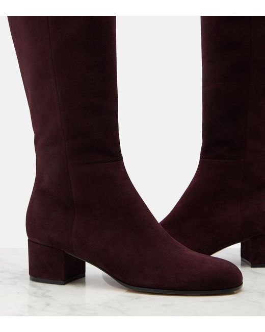 Gianvito Rossi Red Joelle Suede Knee-High Boots