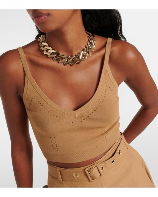 Max Mara Natural Cropped Knitted Tank Top