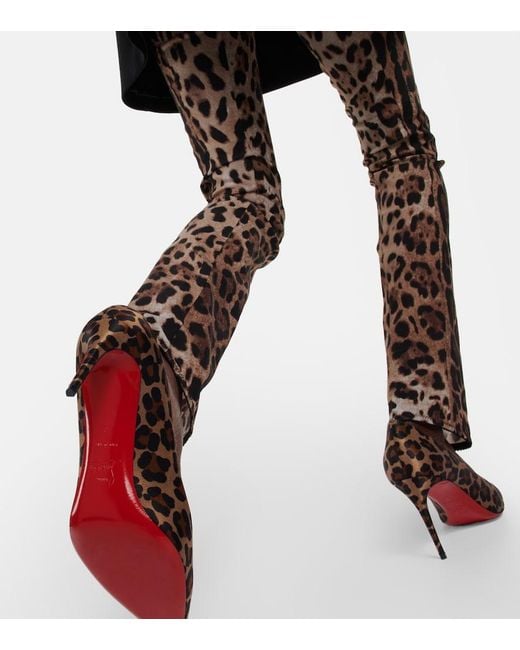 Christian Louboutin Brown Kate 85 Leopard-Print Satin Pumps