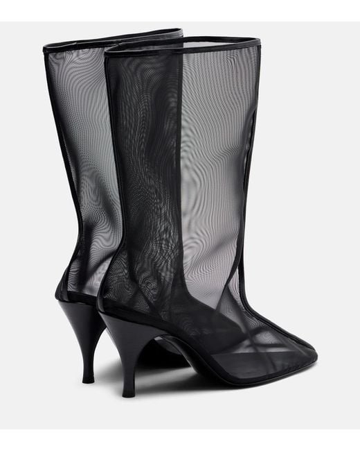 Herbert Levine Black Drawing A Blank 80 Mesh Mid-Calf Boots