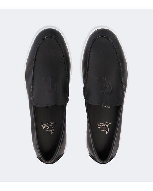 Christian Louboutin Black Neoclboat Leather Slip-On Shoes for men