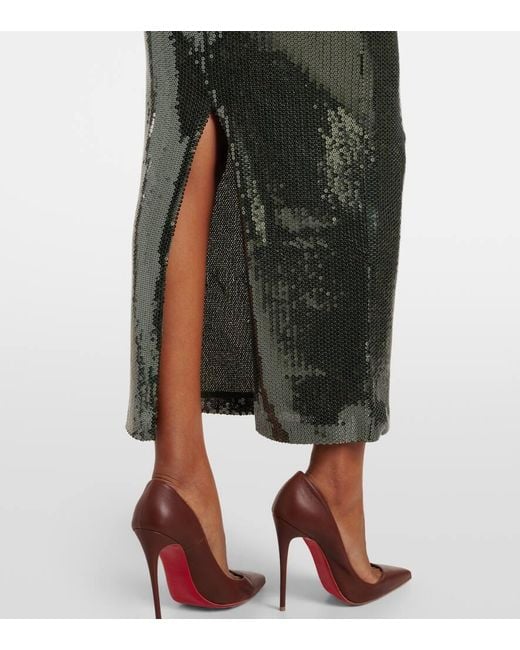 Alex Perry Black Gathered Sequined Gown