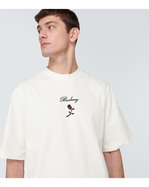 Camiseta en jersey de algodon bordado Burberry de hombre de color White