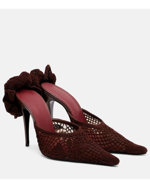 Magda Butrym Red Floral-Applique Crochet Mules