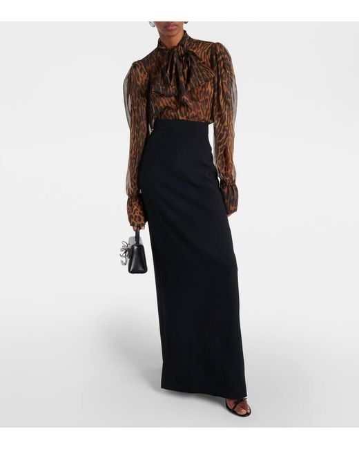 Camicia in seta con stampa leopardata di Nina Ricci in Brown