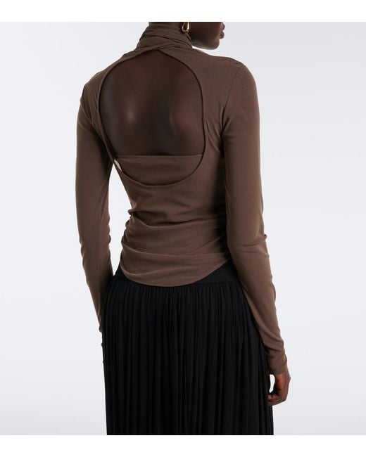 Lemaire Brown Mesh Turtleneck Top