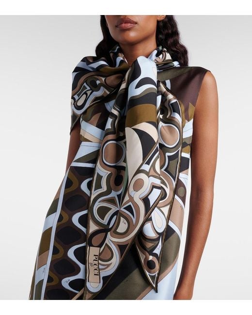 Emilio Pucci Metallic Marmo Silk Twill Scarf