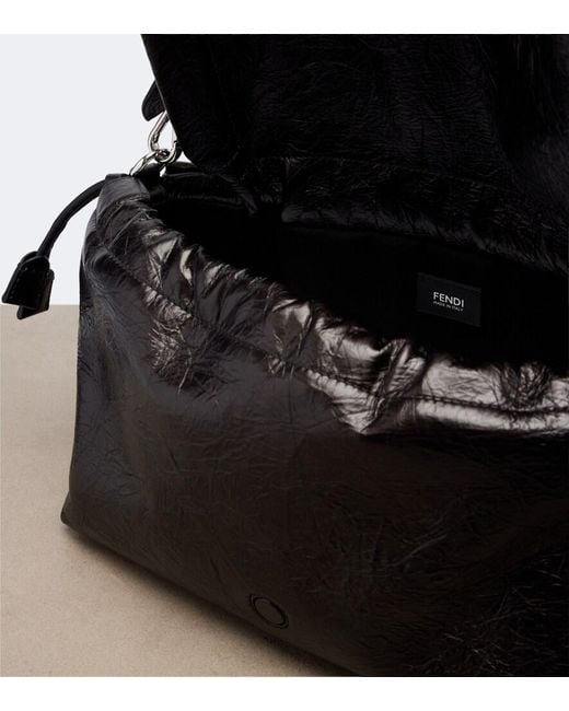 Fendi Black Baguette Soft Large Leather Shoulder Bag
