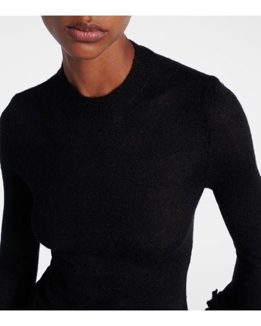 Alaïa Blue Ruffled Sheer Mohair-Blend Top