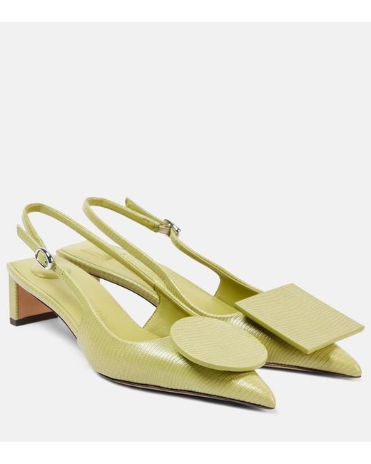 Jacquemus Yellow Duelo 40 Leather Slingback Pumps
