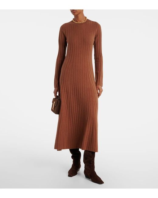 Altuzarra Brown Gia Ribbed-Knit Wool And Cashmere Maxi Dress