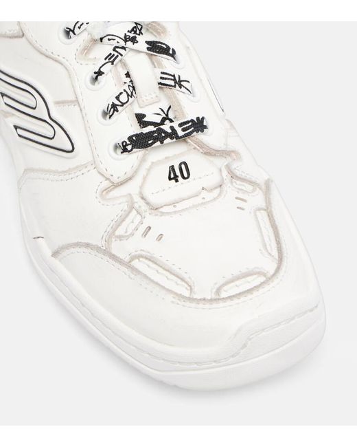 Balenciaga White Hamptons 3B Sports Icon Leather Sneakers