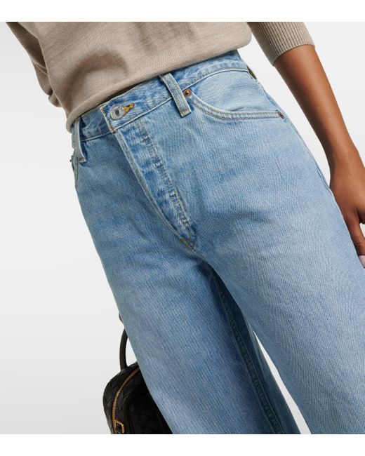 Re/done Blue Mid-rise Straight Jeans
