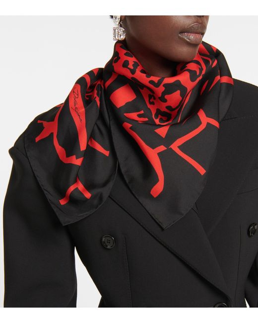 Dolce & Gabbana Leopard-print Silk Scarf Red | Lyst