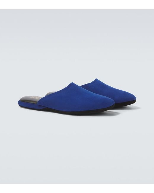 Charvet Blue Suede Slippers for men