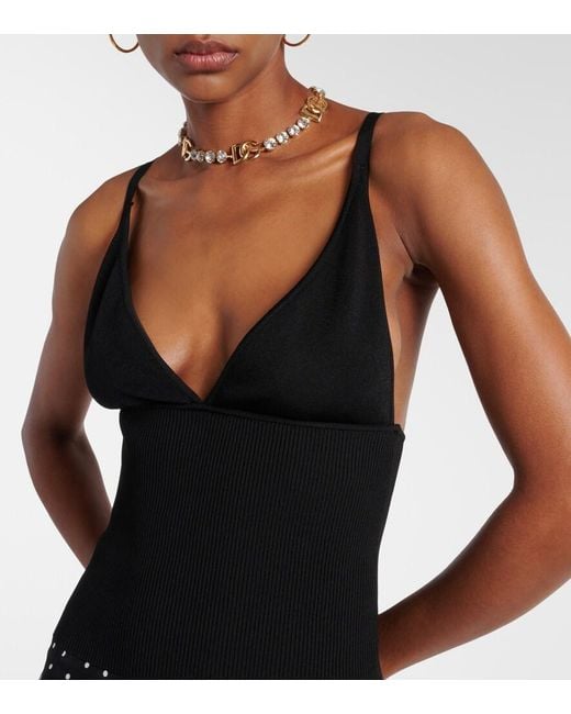 Dolce & Gabbana Black V-Neck Tank Top