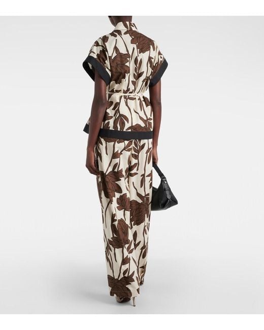 Brunello Cucinelli Natural Belted Floral Cotton Shirt