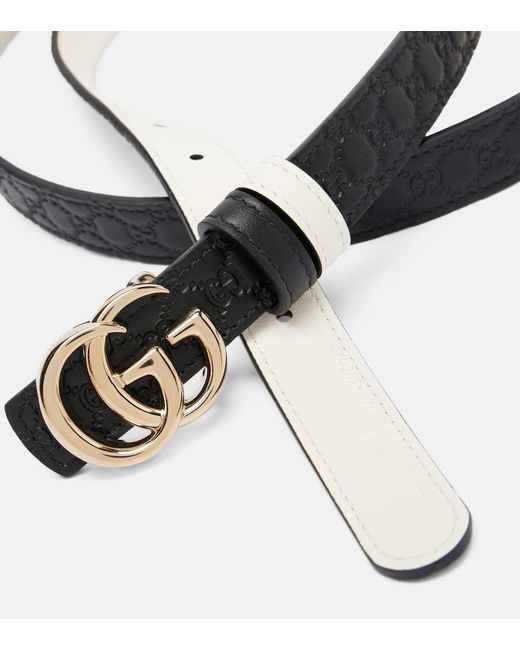 Gucci Black Double G Reversible Leather Belt