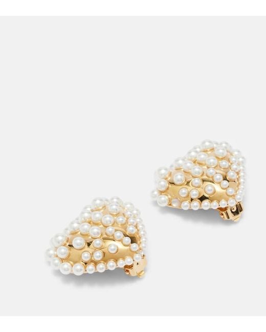 Oscar de la Renta Metallic Clip-Ohrringe Mit Zierperlen