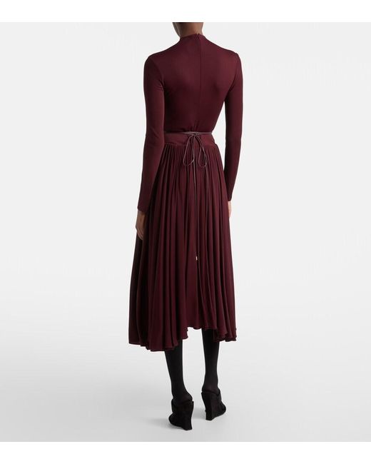 Alaïa Purple Gathered Midi Dress