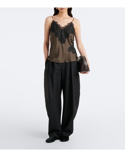 Rohe Black Lace-Trimmed Silk Satin Camisole