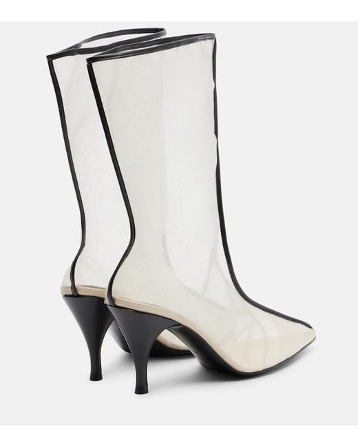 Herbert Levine White Drawing A Blank 85 Mesh Mid-Calf Boots