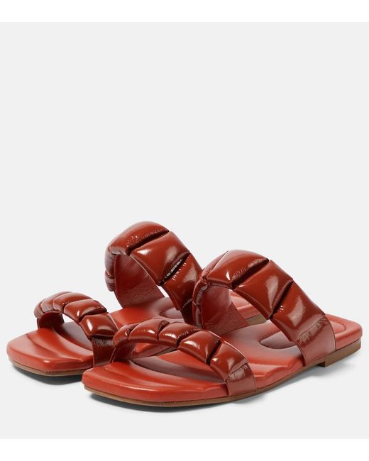 Dries Van Noten Red Leather Slides